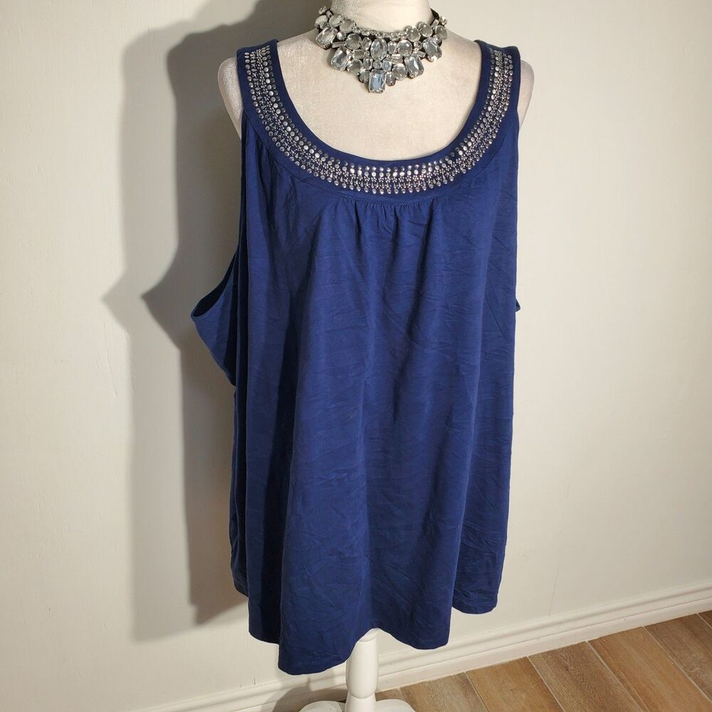 LIZ & ME TUNIC BLUE SLEEVELESS COTTON SIZE 5X